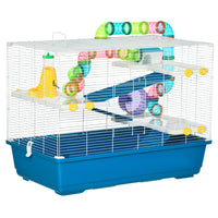 PawHut - Cage pour hamster 31 po L avec système de tubes tunnels - Bleu-Le système de tubes de jeu ajoute plus de plaisir et permet à votre petit animal de se déplacer librement