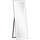 HOMCOM - Miroir pleine longueur avec éclairage réglable led - 21 po l x 64 po h - rose-Grand miroir de 64 po x 21 po (162,5 x 53,3 cm) offrant une vue complète de la tête aux pieds 
