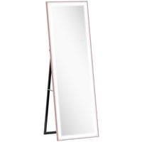HOMCOM - Miroir pleine longueur avec éclairage réglable led - 21 po l x 64 po h - rose-Grand miroir de 64 po x 21 po (162,5 x 53,3 cm) offrant une vue complète de la tête aux pieds 