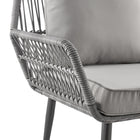 Manhattan Comfort - Ensemble de conversation moderne Portofino pour patio, 4 personnes avec table basse - Gris - Ensemble de 4-Structure en acier enveloppée de rotin en PVC parfaite pour l'extérieur