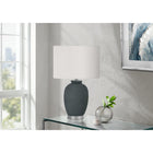 Monarch Specialties - Luminaire - 24 po H Lampe De Table - Céramique Bleue - Abat-Jour Ivoire / Crème - Contemporain-L'interrupteur rotatif à 3 voies, avec une puissance maximale de 100W/120V (ampoule non inclus), vous permet d'ajuster l'ambiance lumineuse et éclairer votre bureau, votre salon ou votre chambre à coucher