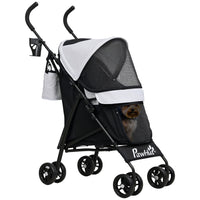 PawHut - Poussette pliable pour chien et chat avec bandoulière, sac de rangement - gris clair-Facile à plier et à ranger 