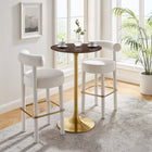 Modway - Lippa Noyer cerisier rond de 28 po Bois Bar Table, Noyer cerise doré-	Socle métallique résistant aux éclats
