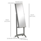HOMCOM - Armoire à bijoux avec miroir - 18,4 po L x 14,4 po l x 59,6 po H - gris-Fermeture magnétique sur la porte du miroir pour une ouverture et une fermeture en douceur 