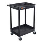 Luxor - Chariot utilitaire à deux plateaux cuvettes de 32" H Luxor ENDURA - 24" L x 18" P - noir-Comprend deux plateaux de style cuvette en polyéthylène haute densité 100 % recyclé pour la durabilité et un nettoyage facile