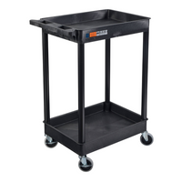 Luxor - Chariot utilitaire à deux plateaux cuvettes de 32" H Luxor ENDURA - 24" L x 18" P - noir-Comprend deux plateaux de style cuvette en polyéthylène haute densité 100 % recyclé pour la durabilité et un nettoyage facile