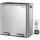 Boutique Home - Poubelle avec 2 poubelles séparées de 8 gallons (30 L) et pédale-Couleur : Argent, Noir