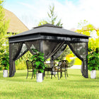 Outsunny - Abri soleil pliant 10.7 pi l x 10.7 pi L avec couverture de toit UV30+ - Gris foncé-Les rideaux en maille amovibles avec fermeture à glissière rendent ce gazebo pliant pratique