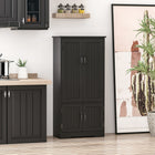 HOMCOM - Armoire de cuisine 48 po avec étagères - noir-4 portes indépendantes sont contrôlées séparément, chacune équipée d'une poignée et de 2 charnières 