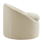 Modway - Sadie Slipcover Mélange de lin Chaise d’accent ronde - Lin-Pieds en caoutchouc avec coulisses de plancher