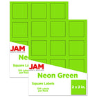 JAM Paper Étiquettes postales carrées, 2 x 2 po, vert néon, 240/paquet-Expédition d’étiquettes d’adresse