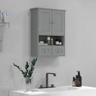 kleankin - Armoire murale de salle de bain avec étagère et tiroirs - gris-Système de verrouillage magnétique pour fermer les portes facilement