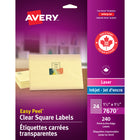 Avery - Étiquettes carrées transparentes - 1-1/2po x 1-1/2po - 240 Étiquettes-Étiquettes d'adresse transparente