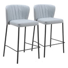 Zuo - Linz Tabouret de comptoir - Gris - Ensemble de 2-Tissu en faux cuir doux et durable