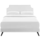 Modway - Corene Vinyle Lit à plateforme complet avec pattes rondes écartées, Blanc-Rembourrage en mousse dense