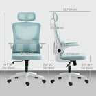 Vinsetto - Fauteuil de bureau haut avec appui-tête rotatif, support lombaire - bleu clair-Hauteur d’assise réglable pour s’adapter à votre style d’assise 