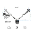 ShoppingAll - Support pour deux moniteurs avec 2 bras pivotants - Blanc-Ce support de bureau entièrement réglable peut être fixé à l'aide d'une pince en C ou d'un passe-fil sur n'importe quelle surface de travail.