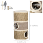 PawHut - Arbre à chat 3 trous, 15 po x 28 po - kaki et brun-Structure en panneau de particules robuste, sûre pour votre chat 