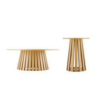 Manhattan Comfort - Ensemble de 2 tables basses et d’appoint Layla modernes - Chêne naturel-Ensemble de table basse moderne et de table d’appoint pour salon