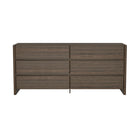 Manhattan Comfort - Linda 72" Moderne Commode Double à 6 Tiroirs - Noyer Brun-Commode double moderne pour chambre et salon