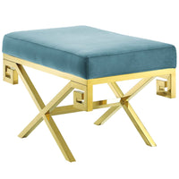 Modway - Rove Velours Performance Velvet Banc - Bleu de mer-Établi de chambre ou de salon moderne