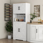 HOMCOM - Armoire de cuisine avec plan de travail pour four à micro-ondes - blanc-Quatre porte-verres pour 12 verres à vin 