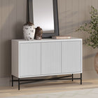 Hudson&Canal - Buffet Brighton 48" de largeur - Blanc-Construit en acier robuste, en bois d'ingénierie de haute qualité et en matériaux PVC dans une finition blanche artisanale
