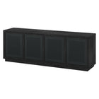 Hudson&Canal - Meuble TV Pryce pour téléviseurs jusqu'à 78" - Grain noir/Rotin noir-Le dessus a une capacité de poids de 75 lb, l'étagère du milieu supporte 25 lb et l'étagère du bas peut supporter 50 lb