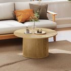 HOMCOM - Table basse ronde 31,5 po pour salon - chêne-Assemblage requis