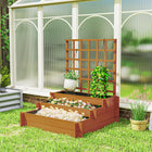 Outsunny - jardinière surélevée à 3 niveaux avec treillis pour plantes grimpantes - brun-Sac intérieur en tissu favorisant des racines et un sol sains
