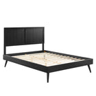 Modway - Alana Bois Lit à plateforme complet avec pieds écartés, Noir-Cadre complet de plate-forme