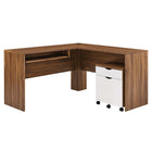 Modway - Envision Bois Ensemble de bureau et d’armoire à dossiers - Blanc noyer-Capacité de poids : 330 lb.