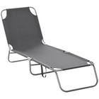 Outsunny - Chaise longue pliante d’extérieur pour terrasse - jardin - bord de piscine - gris-Construit sur un cadre en acier robuste avec revêtement en poudre