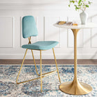 Modway - Ponder Performance Velvet Tabouret de bar - Bleu de mer-Rembourrage en mousse dense