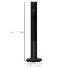 HOMCOM - Ventilateur tour sur pied 46 po H pour la maison avec oscillation et minuterie 12H - noir-Panneau à capteur LED, panneau de commande pour marche/arrêt, vitesse, modes, oscillation, minuterie 