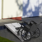 HOMCOM - Rampe d'accès pliable compacte et portable pour fauteuil roulant 3 pi, aluminium - argent-Dotée de deux côtés hauts pour prévenir les chutes accidentelles 