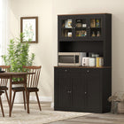 HOMCOM - Armoire de garde-manger 71 po avec espace pour micro-ondes et vaisselier de cuisine haut - noir-Les étagères réglables permettent d’adapter le rangement aux objets de cuisine plus hauts 