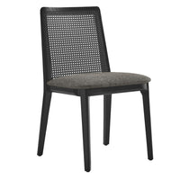 Modway - Monarch Bois et rotin Fauteuil d’appoint de salle à manger - Noir Noir Gris-Cadre en bois de hêtre
