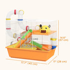 PawHut - Cage pour Hamsters Nains/Gerbilles avec Tunnels et Bouteille d'Eau-La poignée supérieure permet un transport pratique de la cage