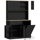 HOMCOM - Armoire 69 po avec station de charge - noir-Trois armoires, un grand tiroir et des étagères réglables permettent de ranger les essentiels du quotidien 