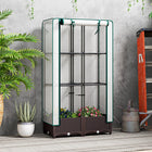 Outsunny - jardinière surélevée 31,5 po L x 15,7 po l x 48,8 po H avec treillis - brun-La housse en PE avec porte à fermeture éclair enroulable maintient l'humidité et la température

