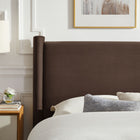 Modway - Rael Performance Velvet Lit plateforme Queen, Marron chocolat-Tête de lit et pied rembourrés