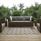 Modway - Cerelia Treillis marocains intérieurs et extérieurs Tapis de 5 pi l x 8 pi L - Gris et beige-Tapis durable d’intérieur et d’extérieur