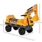 Qaba - No power Ride-On excavator construction digger multi-functional truck toy - yellow-Grand espace de rangement caché sous le siège pour ranger les jouets des enfants 