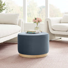 Modway - Tilden Grand velours rond de performance de 23" Rembourré Ottoman - Cadet Blue Natural-Socle en caoutchouc
