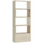 HOMCOM - Bibliothèque d’angle, séparateur de pièce gain de place pour bureau à domicile - chêne-Dotée de 8 niveaux et d'un tiroir inférieur, elle offre un espace suffisant pour les livres, dossiers, équipements, papiers, décorations, etc