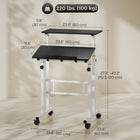 HOMCOM - Bureau mobile debout - 23,6 po L x 23,6 po l x 47,2 po H - noir-Quatre roulettes, dont deux verrouillables, offrent une grande mobilité et une excellente stabilité