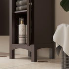 Kleankin - Armoire de salle de bain haute avec étagères réglables - brun foncé-Matériau : MDF 
