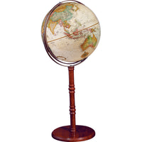 Replogle - Globe terrestre antique Commander II 16 po - Français-Globe terrestre de 16"/40,5 cm de diamètre avec poteau en bois massif et base piédestal