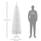 HOMCOM - Sapin de Noël artificiel 7' mince - décoration de fête - blanc-Sûr et stable avec une base en plastique solide et durable pour le support 